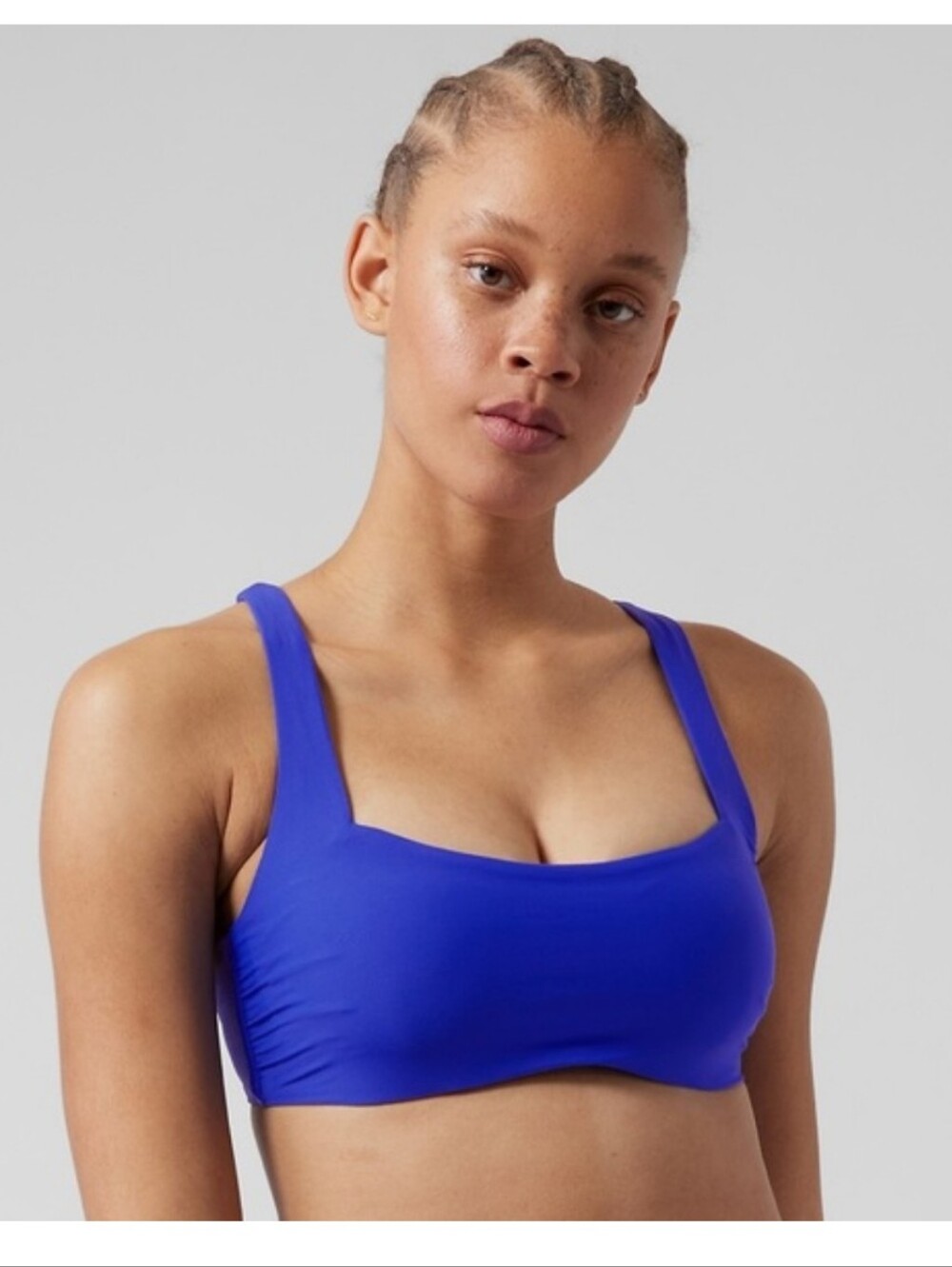 Athleta Square Neck Bra Cup Bikini Top Cerulean Blue Women's 40D/DD Coastal Swim - Picture 2 of 12